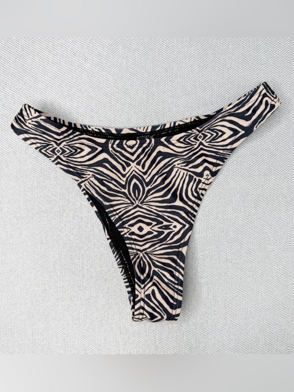 South Beach Women's Zebra Print Cheeky Bikini Bottom High Cut Size US 2